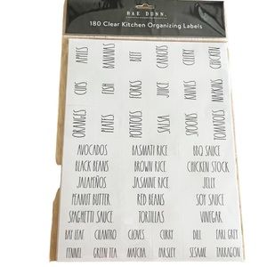 NEW Rae Dunn Clear KITCHEN ORGANIZING LABELS - NIP